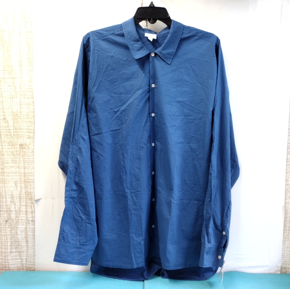 NWT LuLaRoe Men's Long Sleeve Shirt Button Down Blue - 3XL